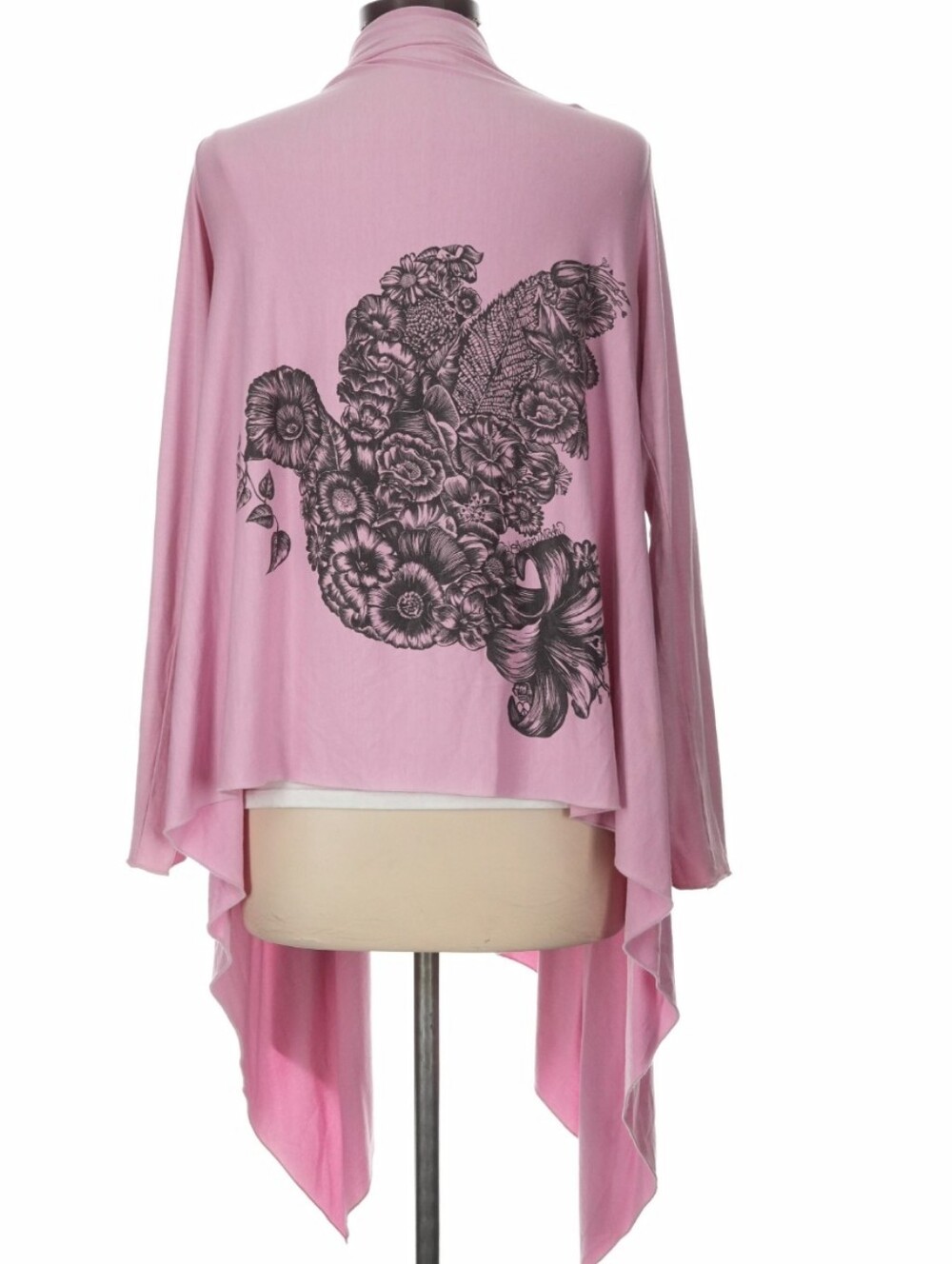 Lauren Moshi Pink Cardigan with Black Floral Back Graphic